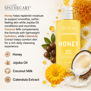 Smoothing Honey Body Wash with Jojoba Oil & Coconut Milk.